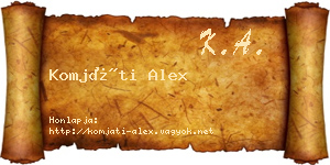 Komjáti Alex névjegykártya